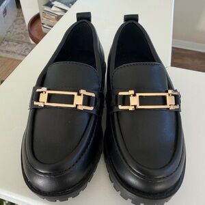 Gap Kids Black Loafers with Gold Accent